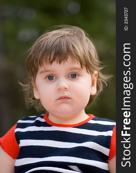 Sad small child portrait photo. Sad small child portrait photo