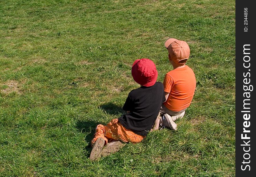 Two boys in the meadow. Two boys in the meadow