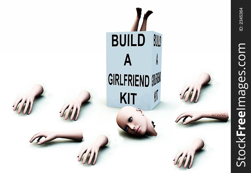 A abstract conceptual image of a kit to build a girlfriend. A abstract conceptual image of a kit to build a girlfriend.