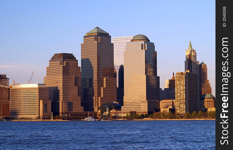 Lower Manhattan Skyline at Sunset