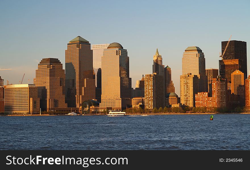 Lower Manhattan Skyline at Sunset