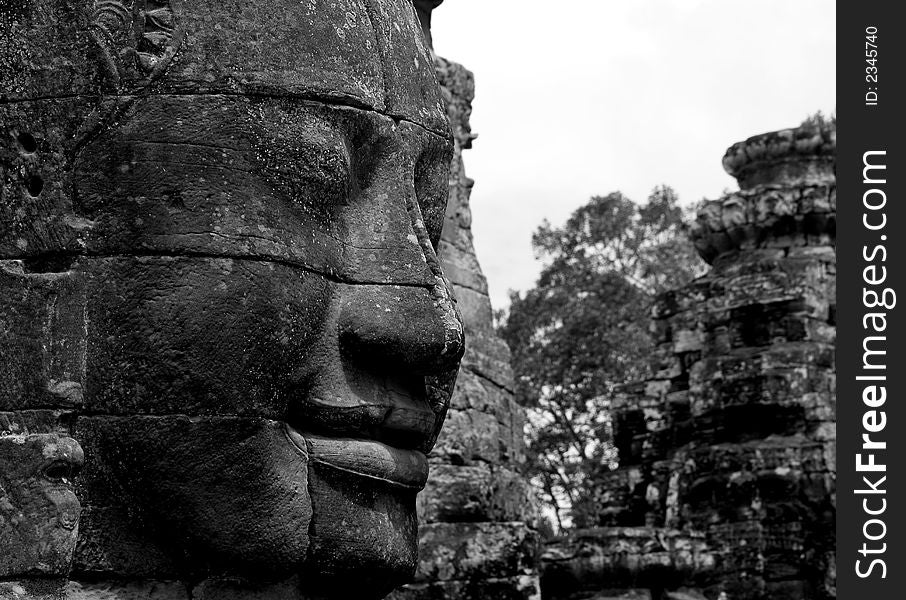 Black and White Photograph of an Ancient Statue. Black and White Photograph of an Ancient Statue