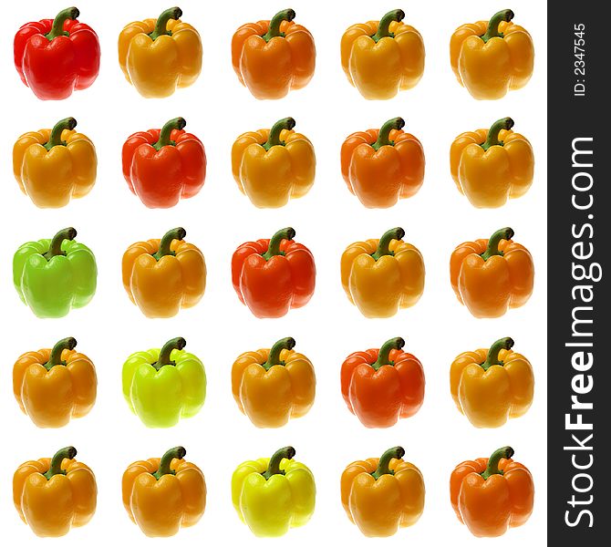 Sweet pepper in different lawyers and vaious hue/saturation, but keeping natural colors. Sweet pepper in different lawyers and vaious hue/saturation, but keeping natural colors