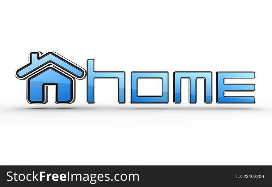 Sign of Home in Blue Color on White