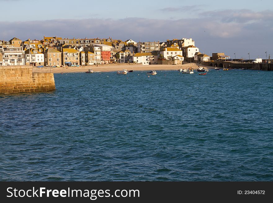 A sunny morning in the harbour at St Ives, Cornwall. A sunny morning in the harbour at St Ives, Cornwall