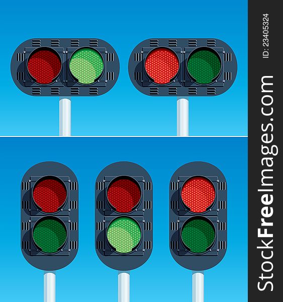 Railway Traffic Lights. Vector illustration.