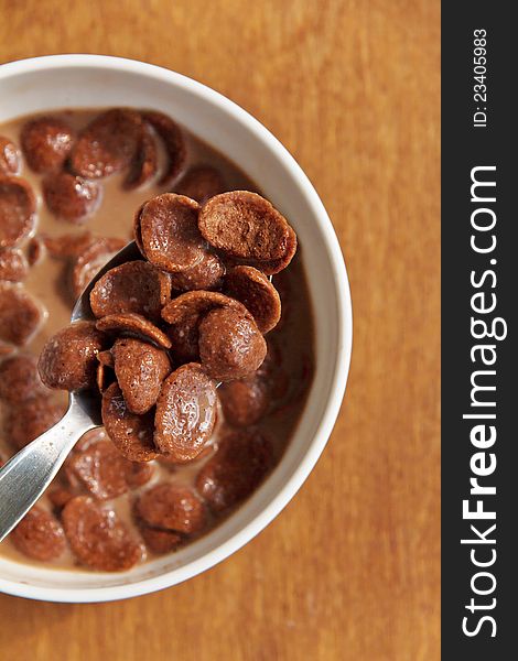 Chocolate cereal flakes in a cup