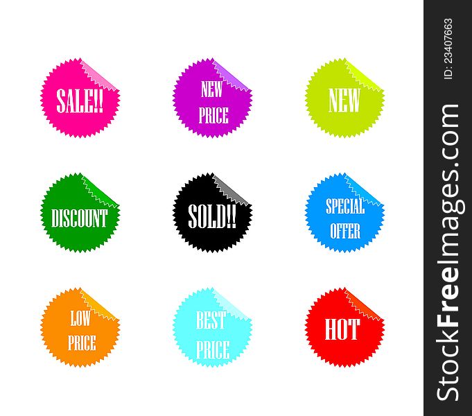 Sales stickers colorful isolated in a white background.eps file is available. Sales stickers colorful isolated in a white background.eps file is available