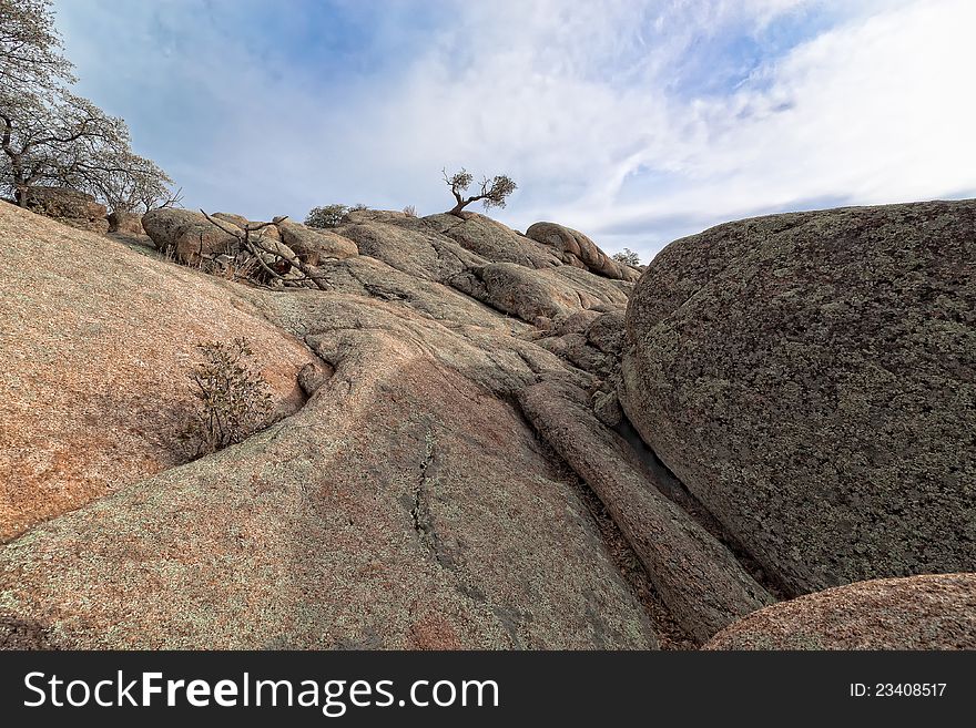 This is one of the numerous granite boulders of the Granite Dells, a popular climbing and hiking area in Prescott, AZ. This is one of the numerous granite boulders of the Granite Dells, a popular climbing and hiking area in Prescott, AZ