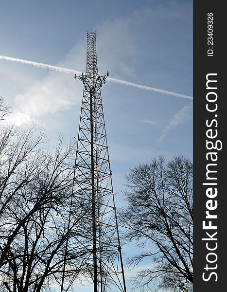 Microwave tower for wireless communications in Athens, Georgia, USA. Microwave tower for wireless communications in Athens, Georgia, USA.