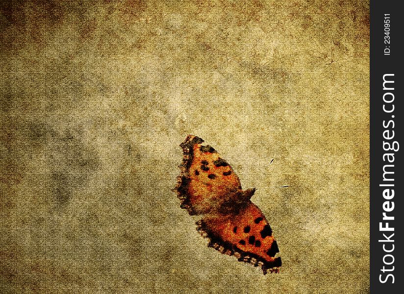 Vintage paper with colorful butterfly background, texture. Vintage paper with colorful butterfly background, texture