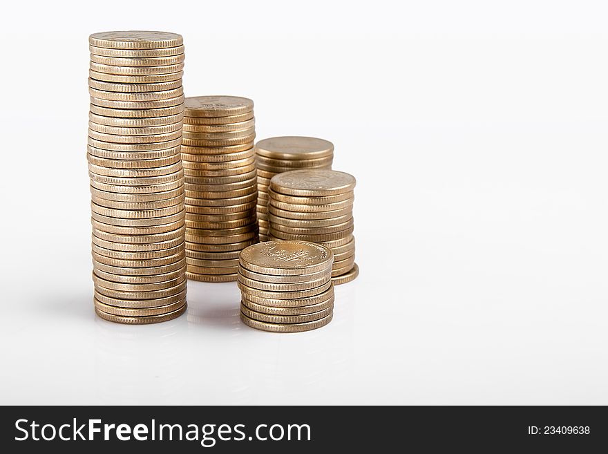 Pile of money (indian coin ) isolated on white background. Pile of money (indian coin ) isolated on white background