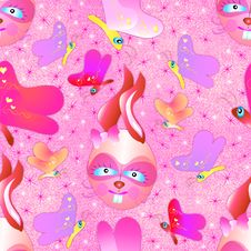 Cute Bunnies And Butterflies Seamless Pattern Royalty Free Stock Images Cute Bunnies And Butterflies Seamless Pattern Royalty Free Stock Images