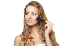 Portrait Of Young Beautiful Woman Applying Makeup Stock Photo Portrait Of Young Beautiful Woman Applying Makeup Stock Photo