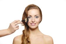 Makeup Artist Applying Makeup To Attractive Girl Stock Images Makeup Artist Applying Makeup To Attractive Girl Stock Images