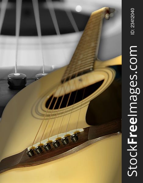 Background steel-string guitar, dreadnought. Background steel-string guitar, dreadnought