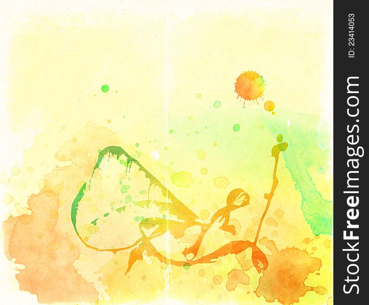 Colorful watercolor background. Paper with watercolor drops