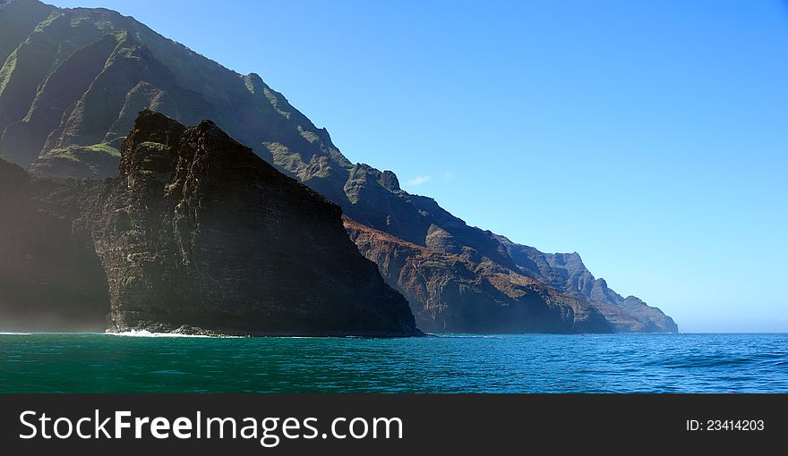 Otherworldly landscape of Hawaii's Na Pali Coastline on the island of Kauai. Otherworldly landscape of Hawaii's Na Pali Coastline on the island of Kauai.