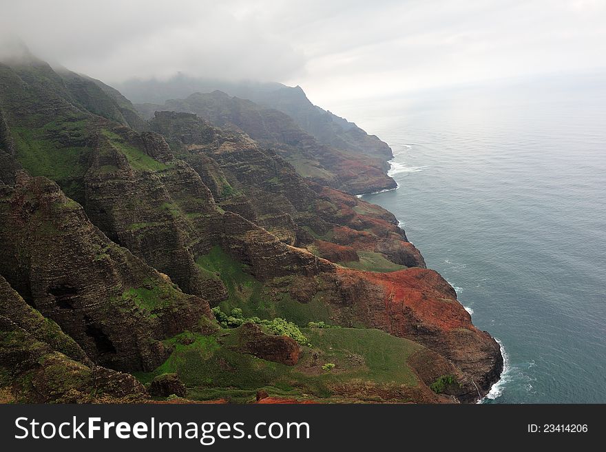 Otherworldly landscape of Hawaii's Na Pali Coastline on the island of Kauai. Otherworldly landscape of Hawaii's Na Pali Coastline on the island of Kauai.
