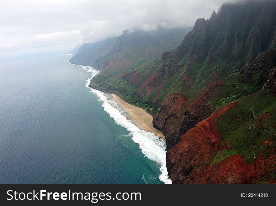 Otherworldly landscape of Hawaii's Na Pali Coastline on the island of Kauai. Otherworldly landscape of Hawaii's Na Pali Coastline on the island of Kauai.