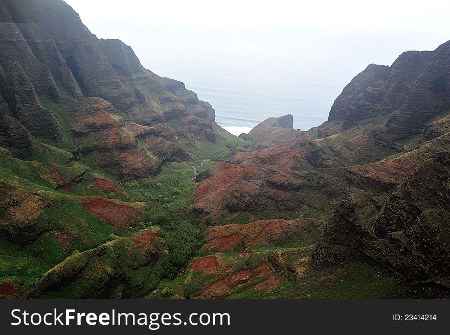 Otherworldly landscape of Hawaii's Na Pali Coastline on the island of Kauai. Otherworldly landscape of Hawaii's Na Pali Coastline on the island of Kauai.