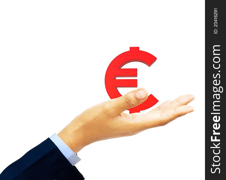 Glossy red euro symbol by three dimensional program