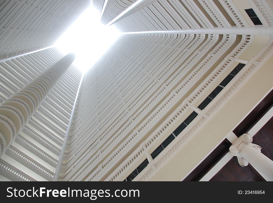 Inside of a building designed in colonial style. Inside of a building designed in colonial style