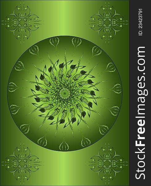 Abstract pattern on a green gradient background. Abstract pattern on a green gradient background