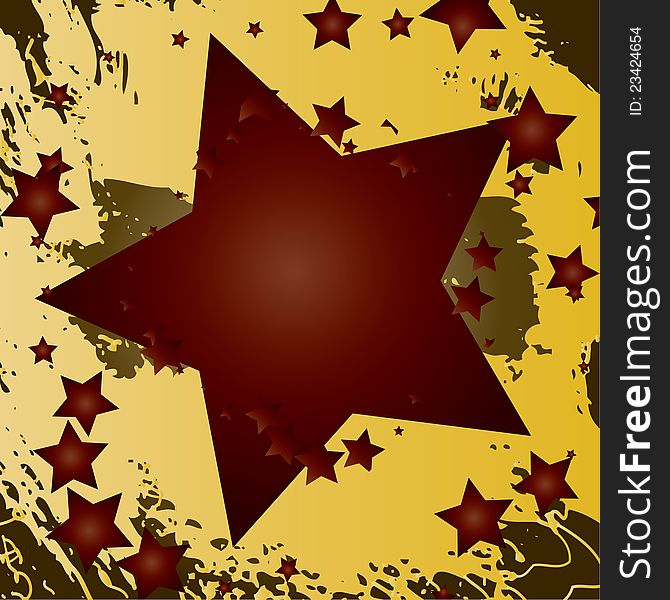 Grunge cover background with stars in dark red