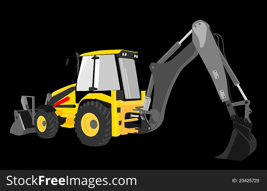 Illustration of an excavator in 3D perspective applicable to large format printing. Illustration of an excavator in 3D perspective applicable to large format printing