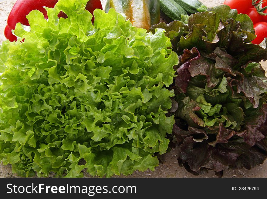 Isolate green end red salad. Isolate green end red salad