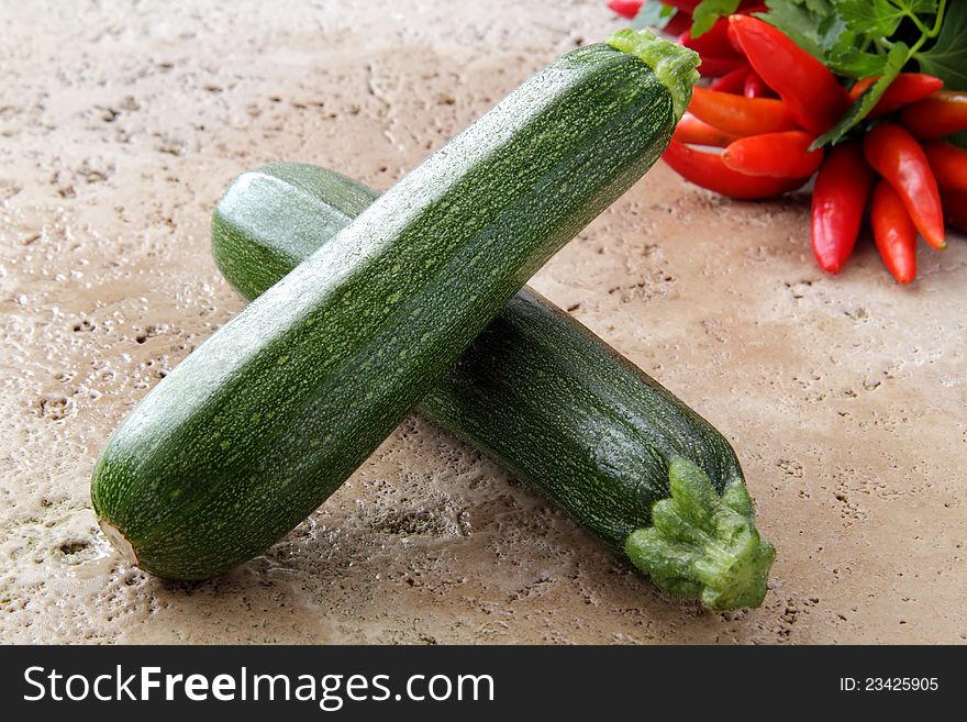 Food composition whit green zucchini. Food composition whit green zucchini