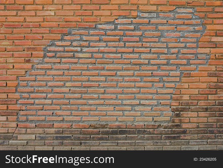 Old brick walls were repaired with new bricks. Old brick walls were repaired with new bricks.
