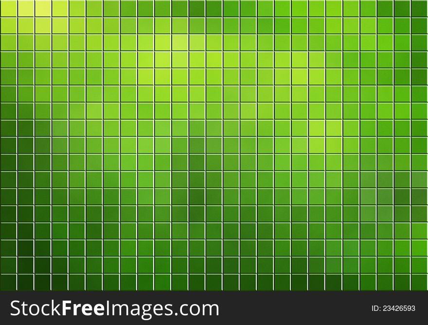 Green tiled mosaic background with copy space