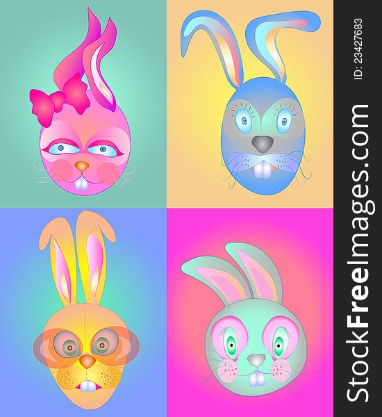 Seamless pattern of cute vibrant bunnies. Seamless pattern of cute vibrant bunnies