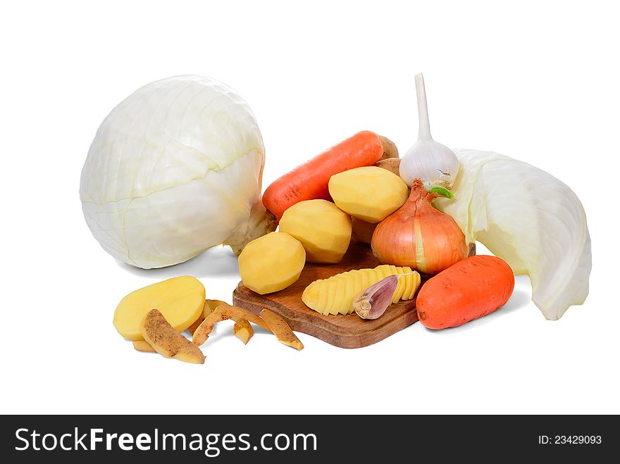 Vegetable composition on white background