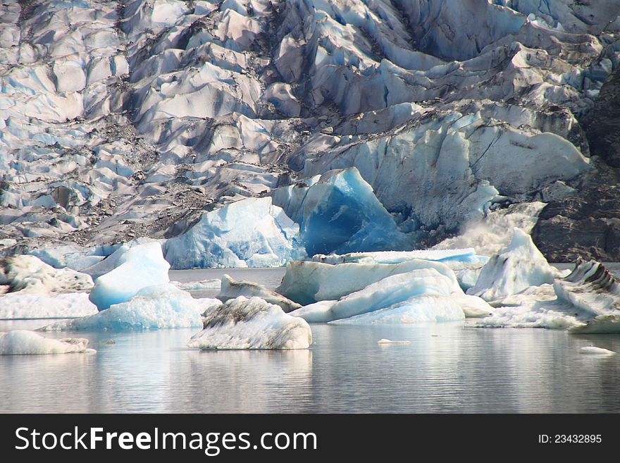 Piece of old blue ice in an Alaskan glacier