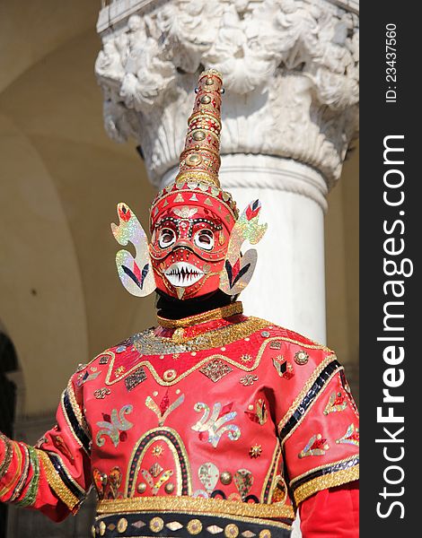 An asian carnival mask in Venice, Italy