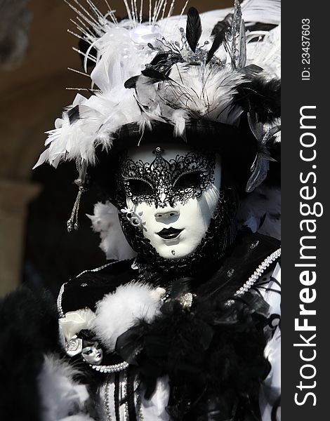 A traditional carnival mask in Venice, Italy.