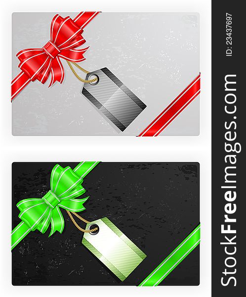 Blank price labels with bows and ribbons, vector illustration. Blank price labels with bows and ribbons, vector illustration