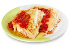 Pancake With Cheese And Raspberry Jam Stock Photos Pancake With Cheese And Raspberry Jam Stock Photos
