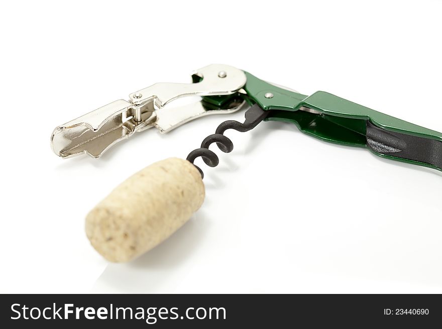 Wine bottle opener with white background. Wine bottle opener with white background