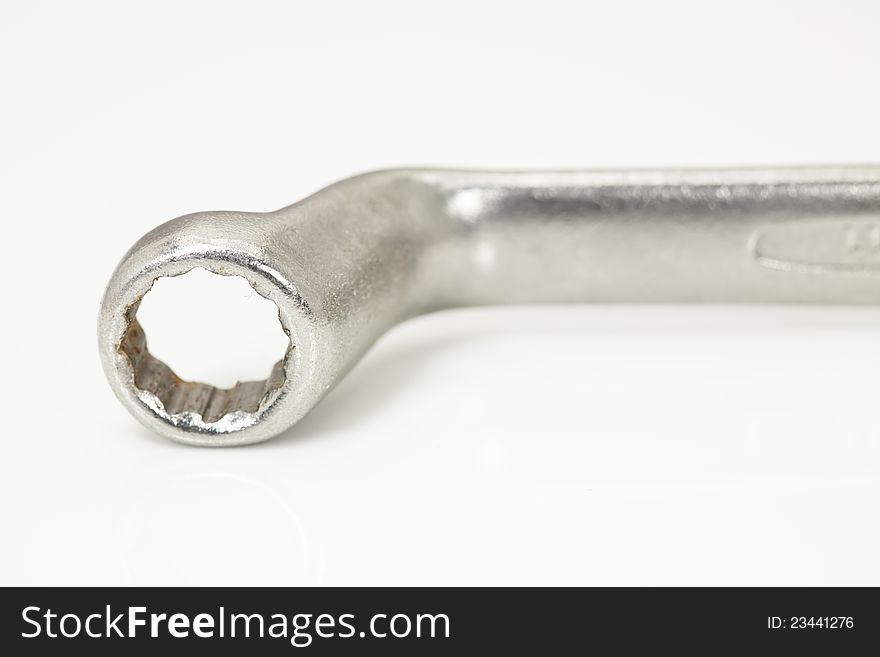 Metal tool or wrench with white background