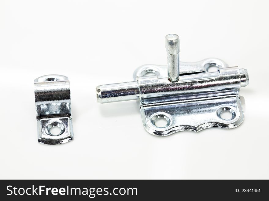 Closeup of a latch with white background