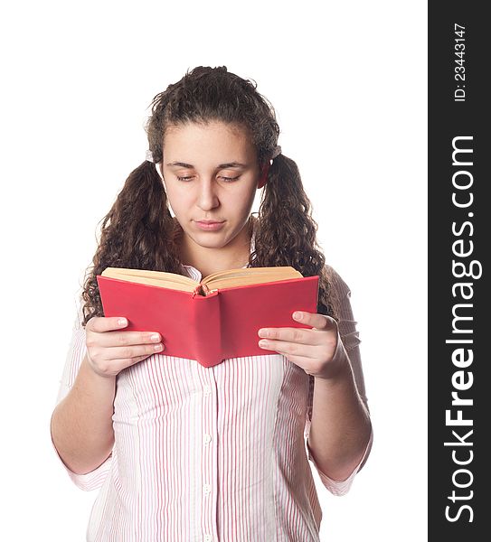 Portrait of pretty young student isolated on white background. Portrait of pretty young student isolated on white background.