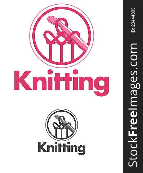 Knitting logo in color and grayscale