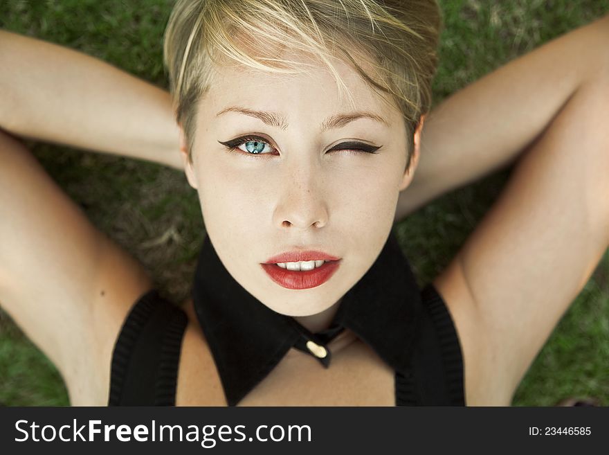 Portrait of a girl with green eyes