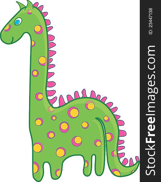 Green dinosaur with a pink and yellow spots