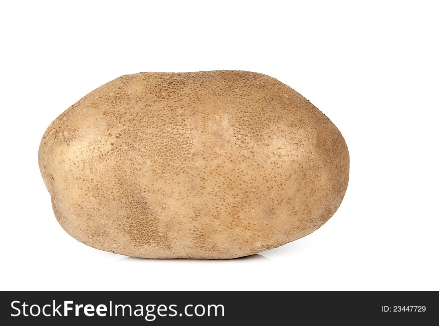 Raw potato on white background