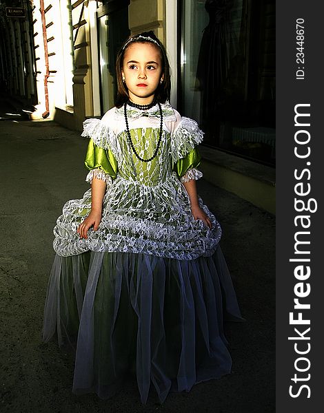 Girl dressed in vintage dress